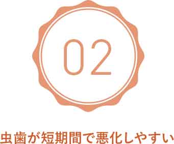 虫歯が短期間で悪化しやすい